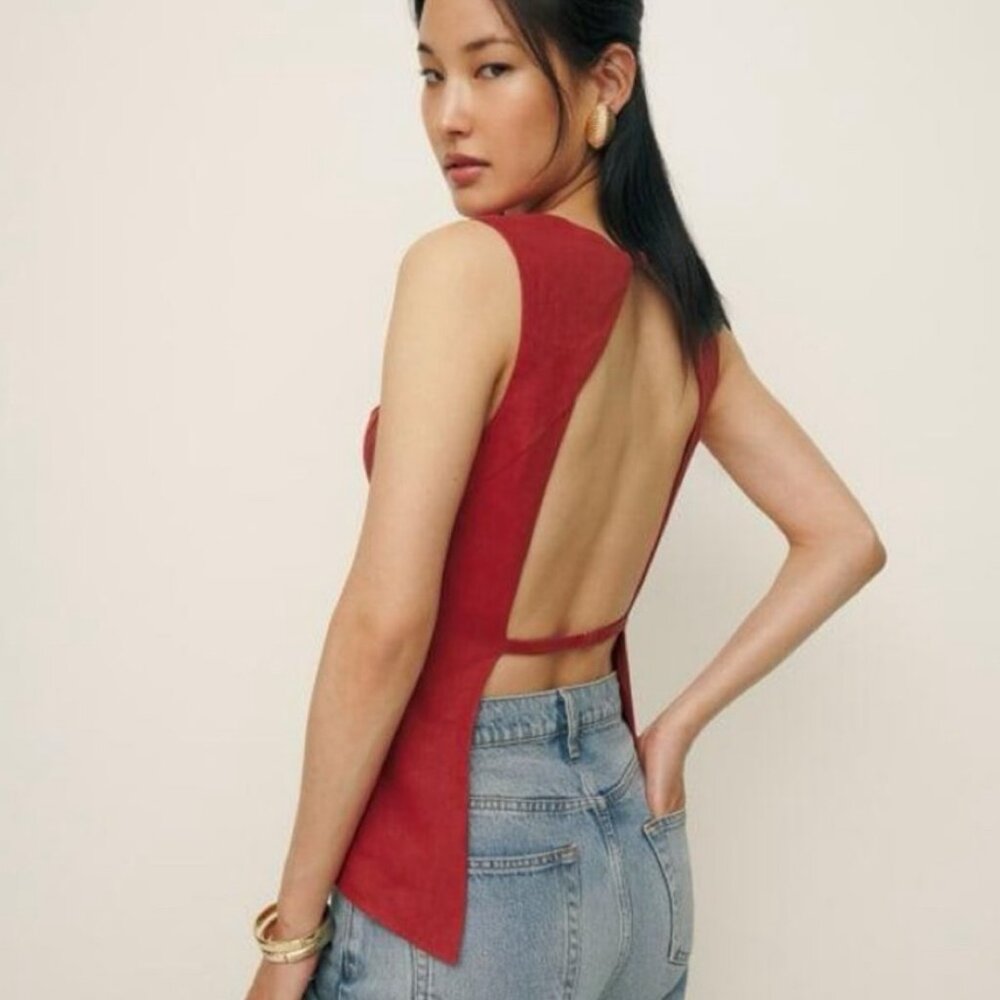 Reformation Bold Red Sleeveless Blouse